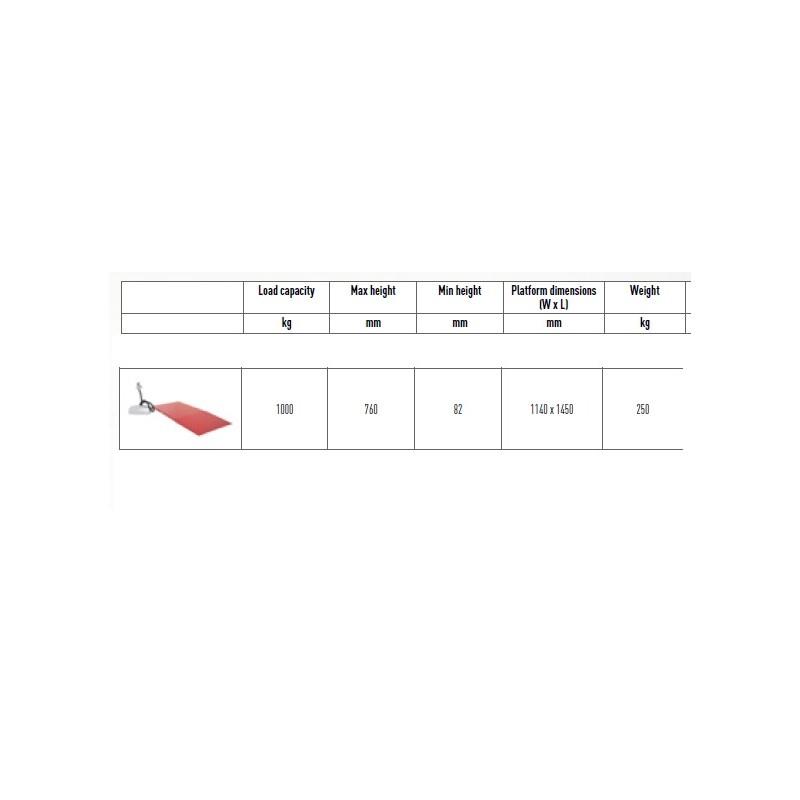 Flat Industrial Lift Table - load capacity 1000 kg