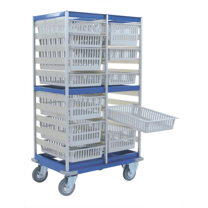 Drawer trolley for transporting ISO-norm crates