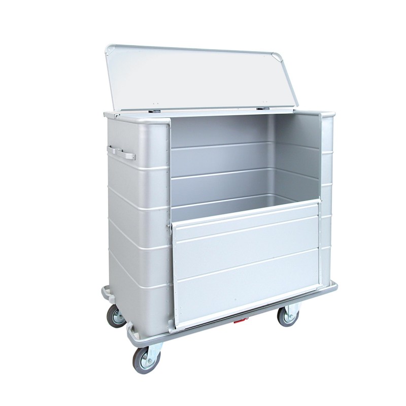 Mobile aluminum waste and dirty laundry cart