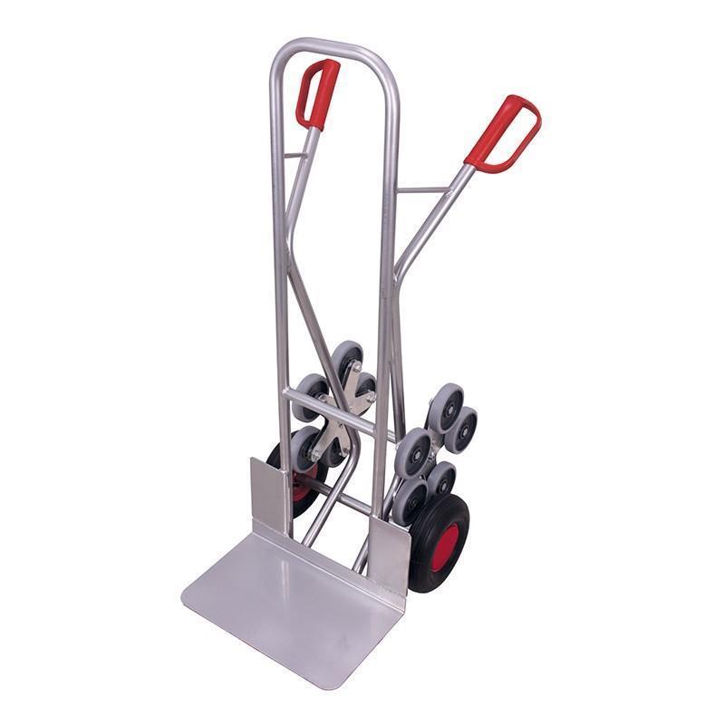 Wide aluminum stair climbing cart with support wheels