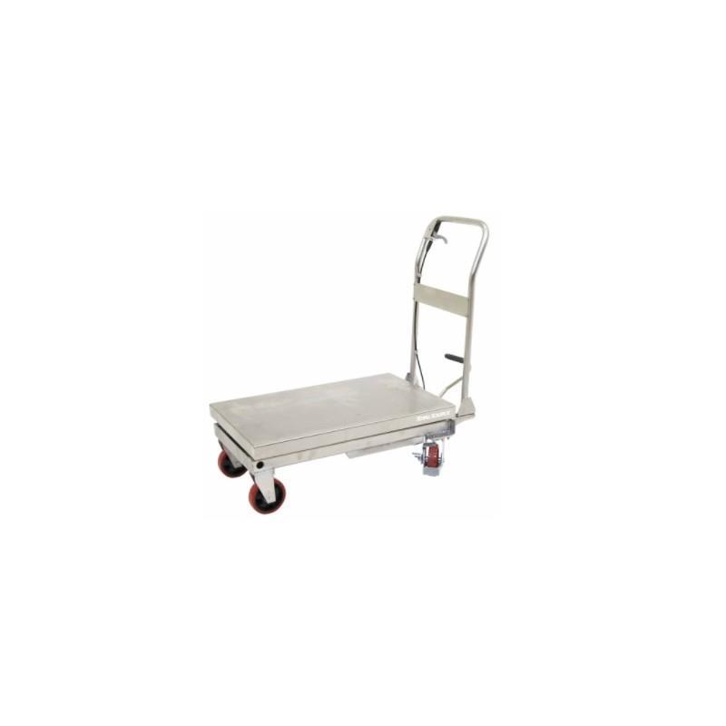 Scissor HACCP lifting trolley made of stainless steel