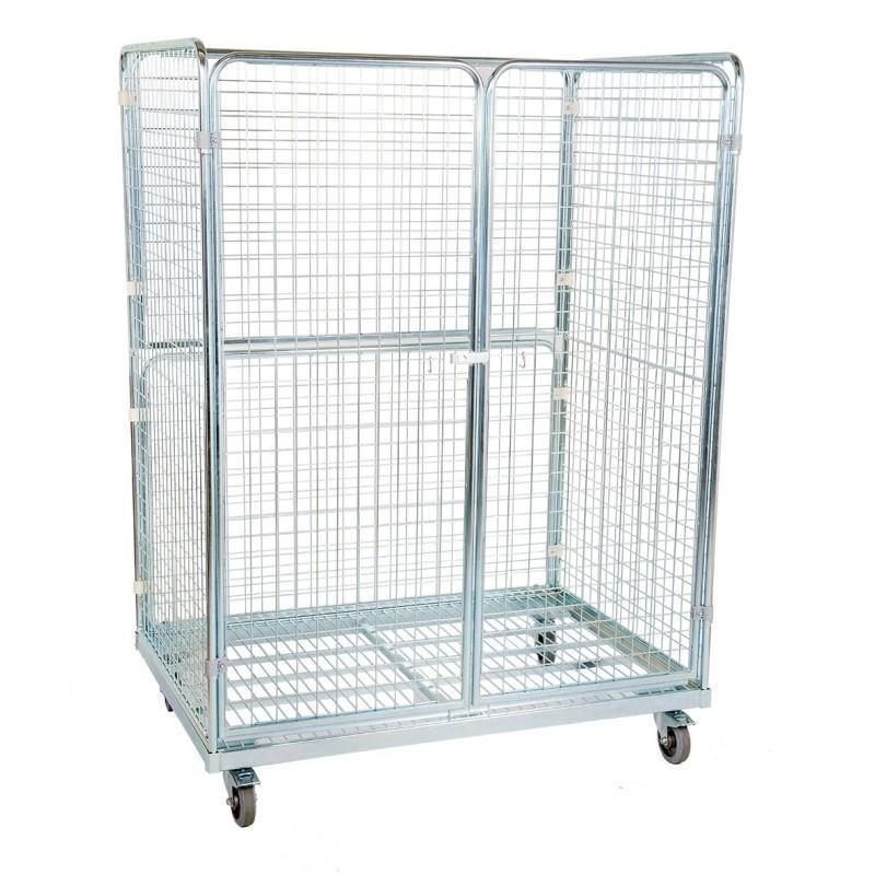 Wheeled container with mesh fence