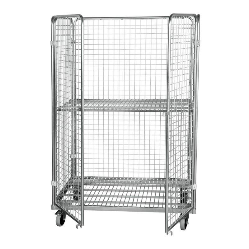 Wire Mesh Bin on Wheels with Wire Mesh Sides