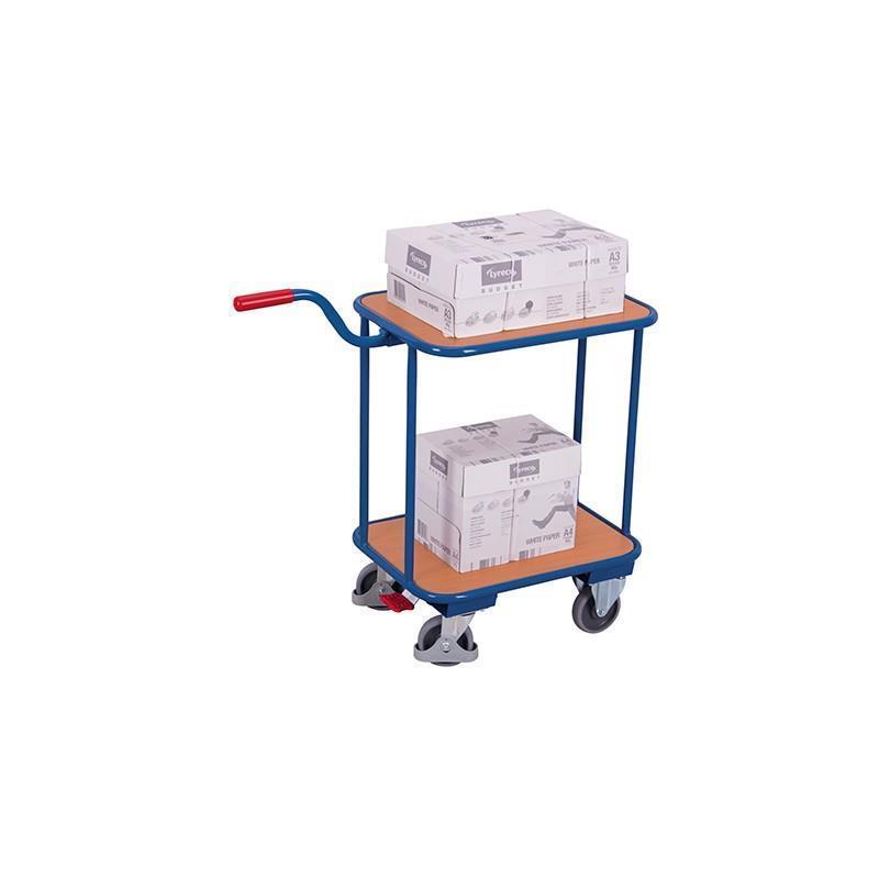 Welded euro box trolley with 2 shelves and brake pedal