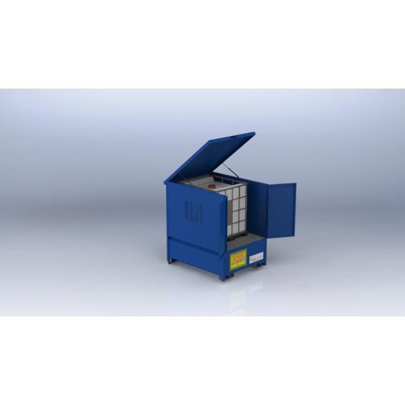 Safety cabinet for storage of 1 or 2 IBC containers