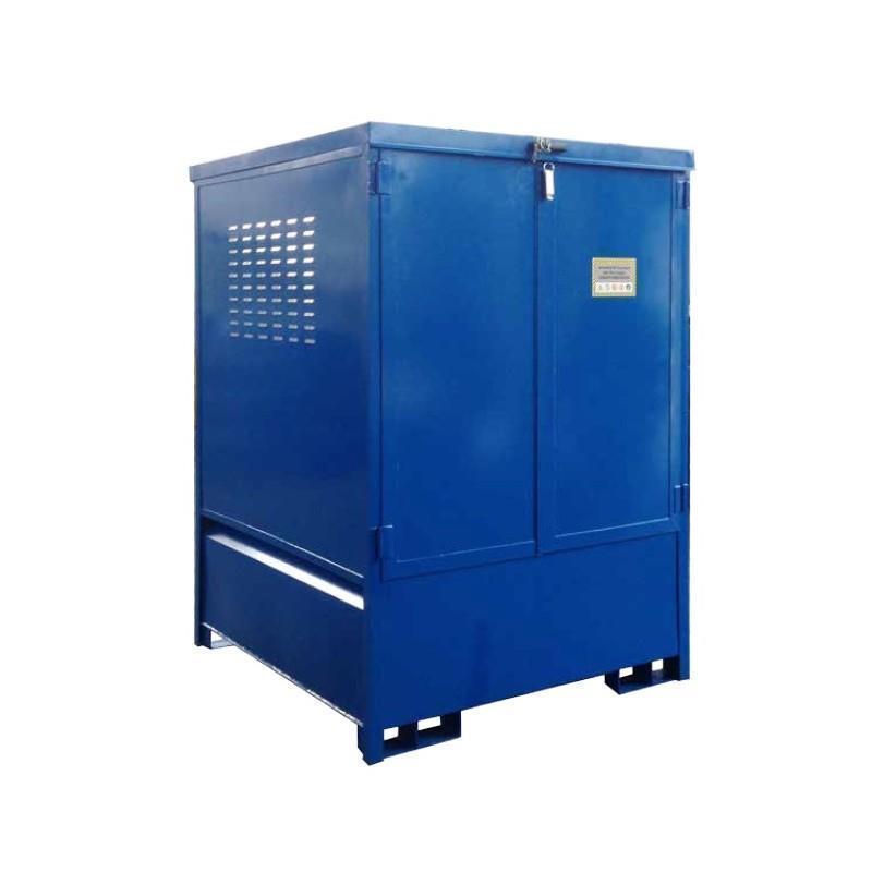 Safety cabinet for storage of 1 or 2 IBC containers