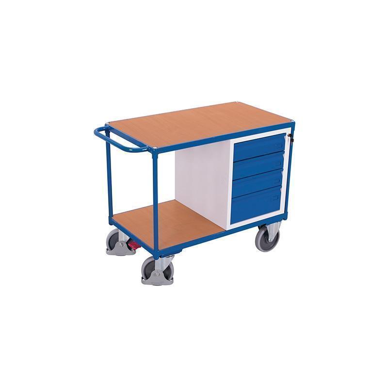 Workshop trolley with 2 shelves, lockable storage