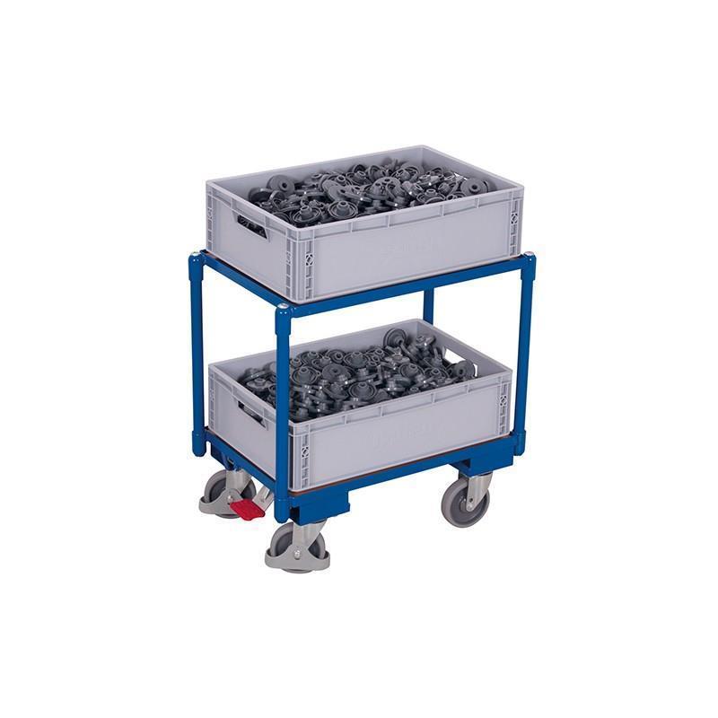 Euro box trolley with 2 shelves and brake pedal