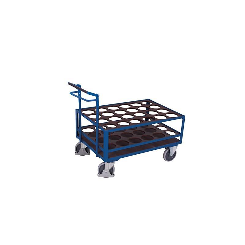 Trolley for cylinders, for 24 cylinders, with manual automatic brake