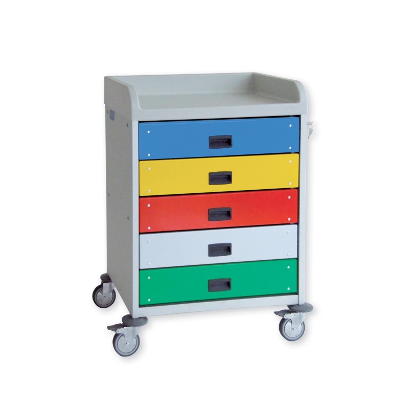 Trolley for nurses with 5 shelves