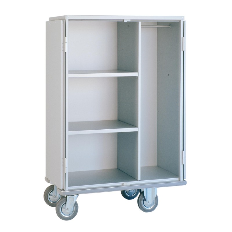 Laundry trolley with shelves and drawer dividers