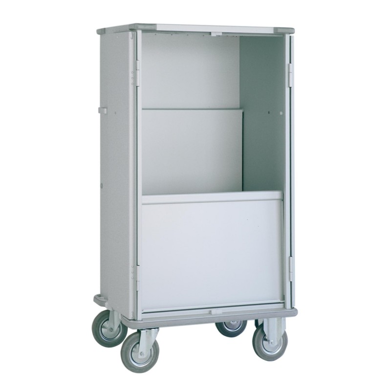 Laundry transport trolley - 2 folding shelves