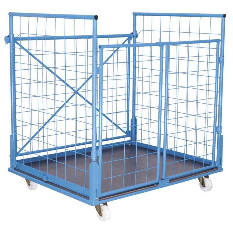 Mesh container with wheels: front door