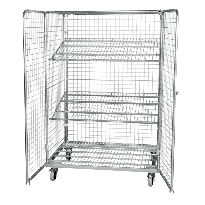 Wire Mesh Container on Wheels for Distribution