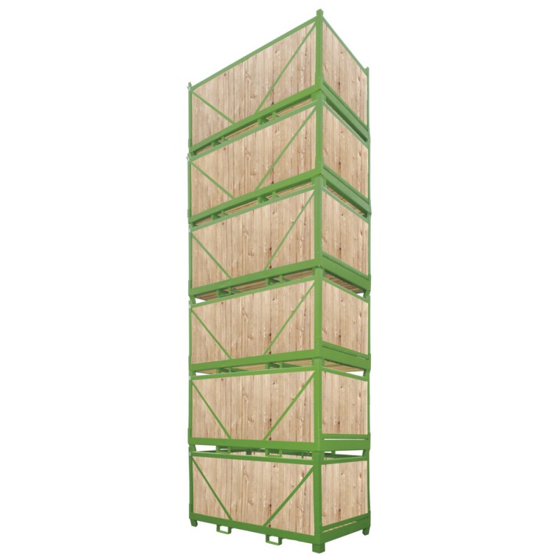 Foldable large container with wooden sides