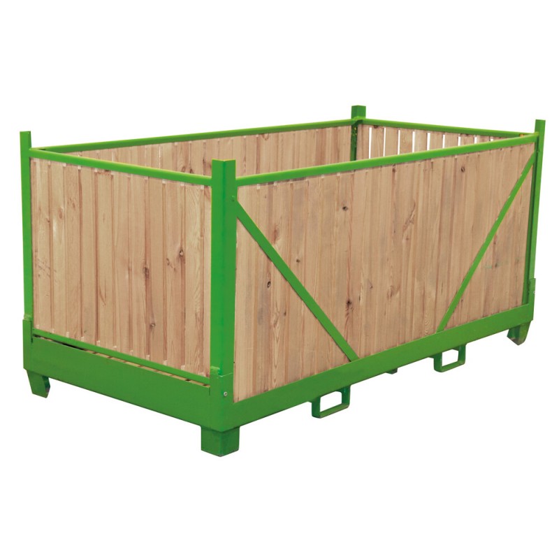 Foldable large container with wooden sides